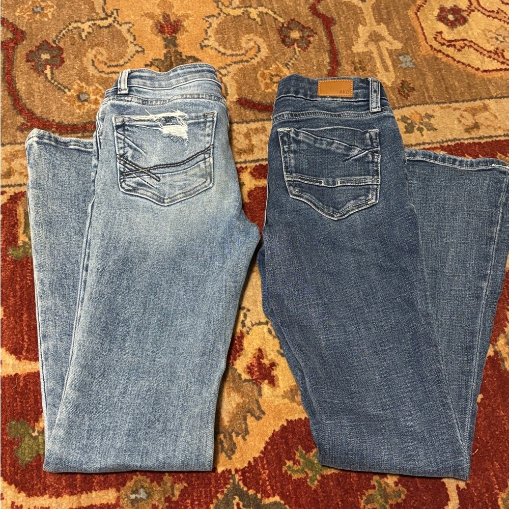 BKE Girls 12 Bootleg Jeans in Light Blue and Dark Blue (Two Pair)